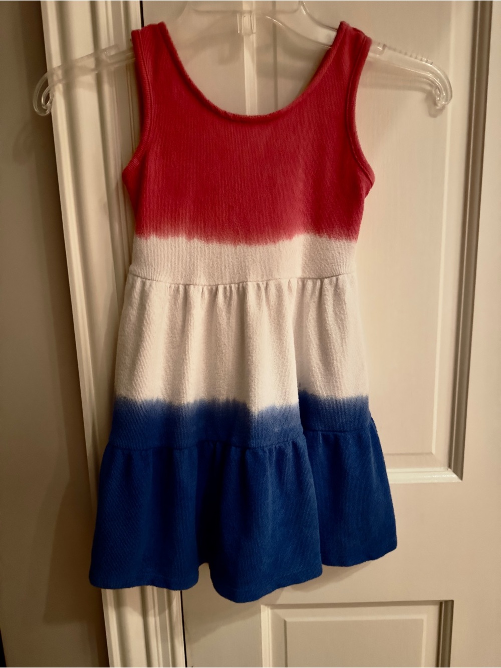 Red White and Blue Sleeveless Tiered Knit Dress